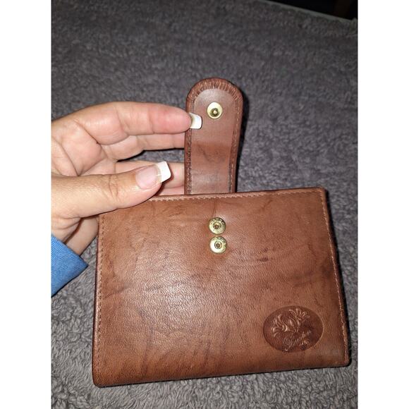 Buxton Heress Double Cordex Womans Wallet Carmel Brown Marbled Leather Kiss Lock - Picture 6 of 12
